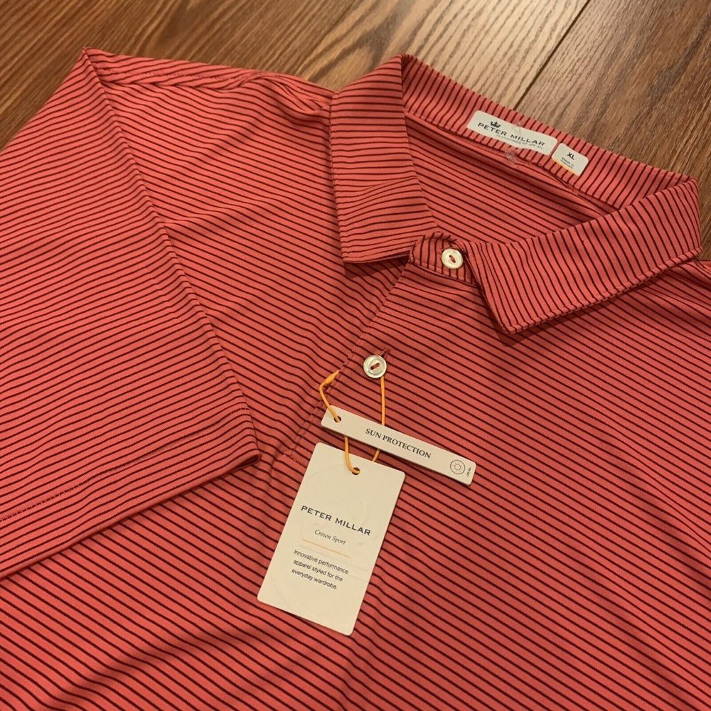 Peter Millar Red Striped Polo Shirt